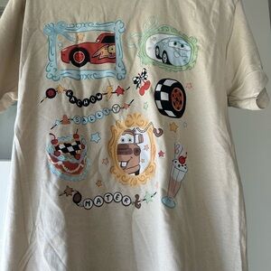 Graphic T-Shirt with Cars Print - Cream